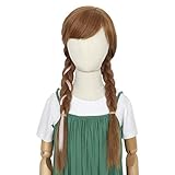 Cosela Princess Brown Braided Halloween Costume Wig for Kids Child Weaving Double Tail