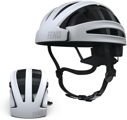 FEND One Foldable Bike Helmet - Adult Mens and Womens Bike Helmet - Collapsible by 50% of Original Size - Safety Certified for Bicycle Road Bike Scooter Cycling Commuter Helmet