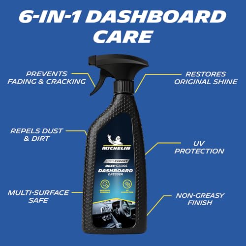 Image of Michelin Dashboard Dresser & Polish 500ml | Restores Shine & Protects Car Dashboards | UV Protection Against Fading & Cracking | Non-Greasy, Anti-Dust Formula | Easy Spray Application