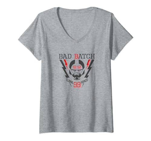 T-shirt col V noir Star Wars The Bad Batch Clone Force 99 coupe ajustée femme