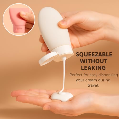 Image of Travel Bottle Kit for Toiletries (6 Pcs, 60 mL) | Travelling Toiletry Bottles Kit with Leakproof Toiletry | Travel Size Bottles for Toiletries | Refillable Set for Lotion, Shampoo, Gel