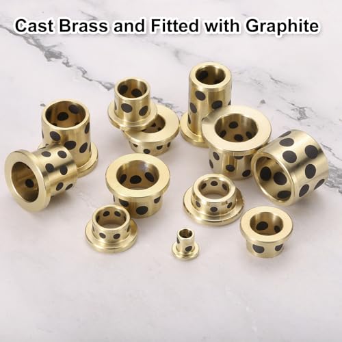 QUARKZMAN 3 Stück Flanschhülsenlager 16mm Bohrung x 20mm Außendurchmesser x 15mm Höhe, Umwickelte ölfreie Flanschbuchsen Messing Graphit, Ölfreies schmierendes gegossenes Messinglagerbuchse
