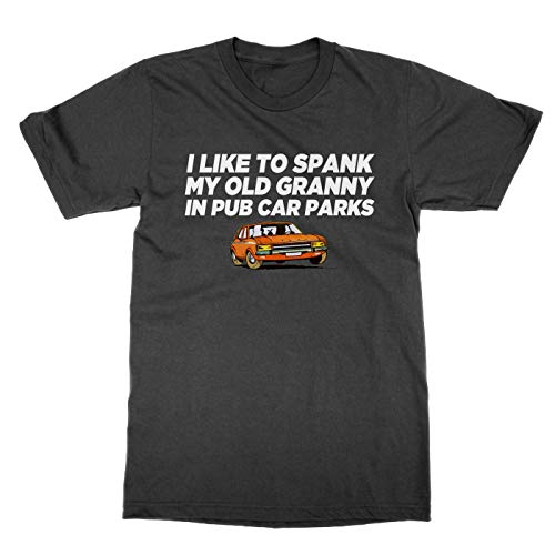 T-shirt Spank My Old Granny in Pub Car Parks en coton col rond pour homme