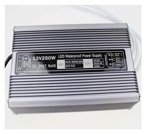 Transformador luz 12V 250W y cargador corriente impermeable para control acceso exterior