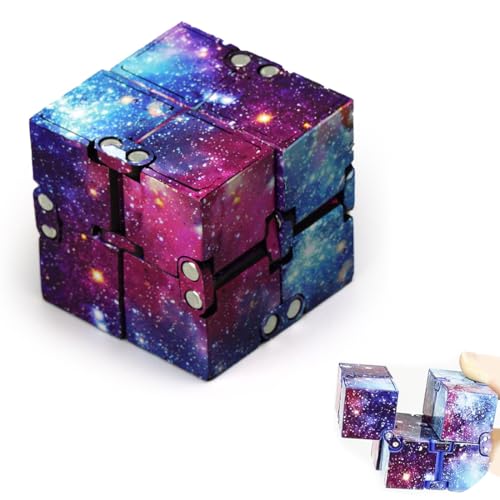KYLOS Infinity Cube Würfel, Blauer Magic Cube mit Textur-Oberfläche, Fidget Spielzeug für Stressabbau & Konzentration, Anti-Stress Würfel für Erwachsene & Kinder