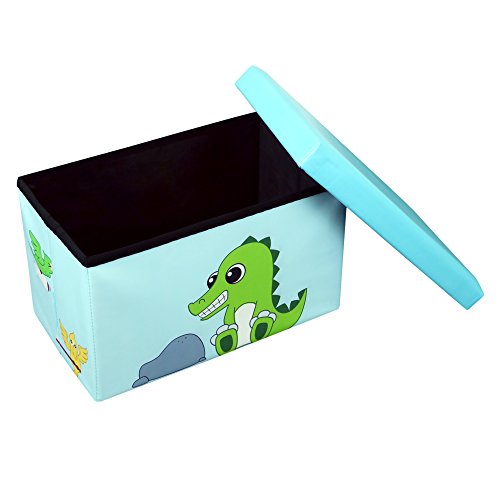 Otto & Ben Folding Storage Ottoman Chest With Foam Cushion Seat Washable Faux Leather Foot Rest Stools For Kids, 20", Crocodile And Bird #TOP3