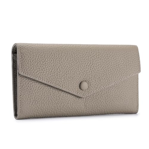 Womens Luxury Genuine Leather Large-Capacity Long Wallet, Can Accommodate Mobile Phone, Gray, One Size