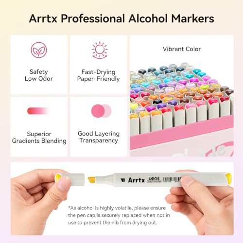 Arrtx Alcohol Markers 160 Color Set, Dual Tip Brush and Chisel, Professional Alcohol-Based Art Markers for Artists, Adults, Beginners, Ideal for Sketching,Illustration image 11