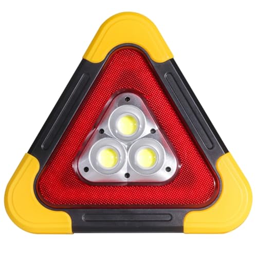 Triángulo de advertencia reflectante con luz LED de emergencia para averías en carretera