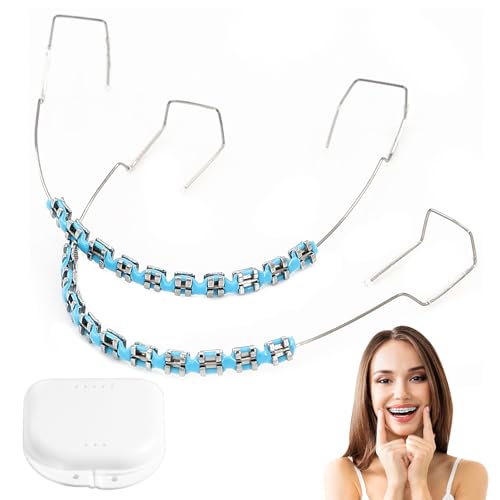 Fake Braces Temporary Tooth Decoration with Brackets & Wire Removable Fake Braces Kit for Orthodontists to Explain Dental Students to Practice Brackets Falsos Para Dientes (Light Blue)