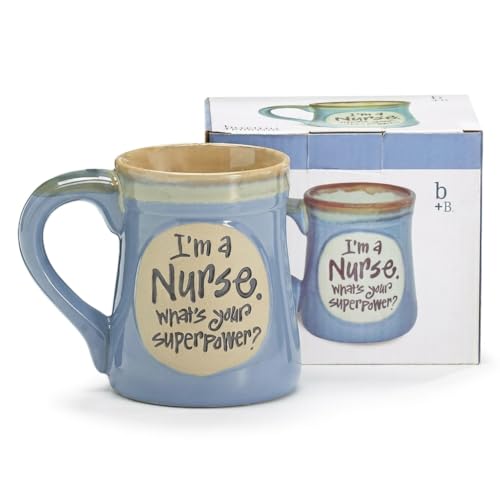 Taza de porcelana azul 18 oz para enfermería miniatura 2
