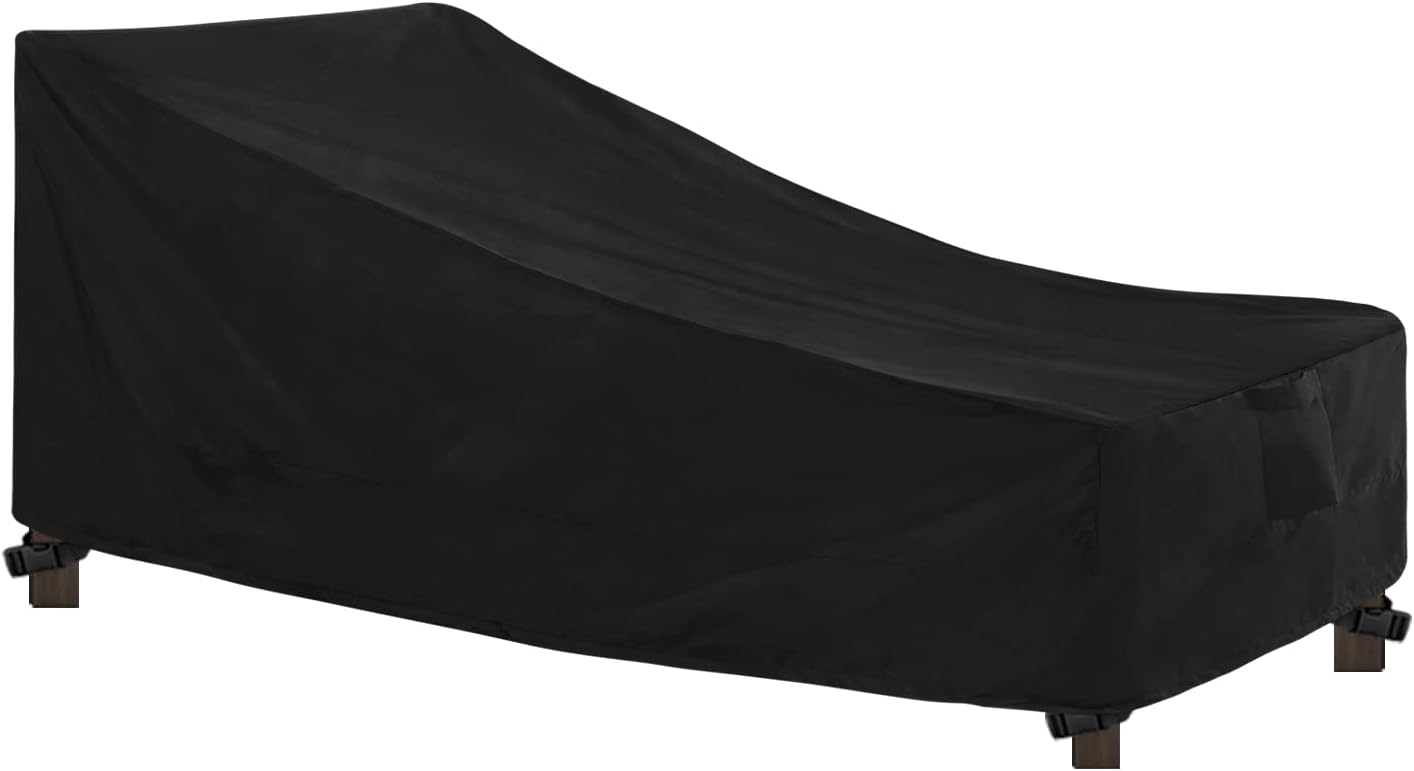 Easy-Going Waterproof Patio Lounge Chair Cover UV Resistant Outdoor Chaise Lounge Covers with Tape Sealed Seam(1 Pack-78Wx35.5Dx33H inch, Black)