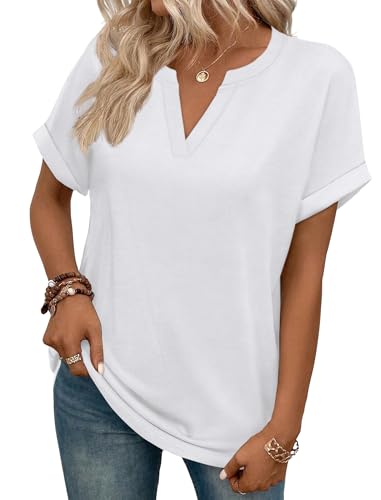 Image of WIHOLL Womens Blouses Spring Tops Short Sleeve Shirts Dressy Casual Summer Vacation Fashion Clothing 2026