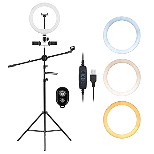 Video Ring Light10inch / 26cm Video Ring Light Kit 3 Farbe 10 Level Dimmbar 3200-5600K Mit Stativ Kugelkopf… – Bild 3