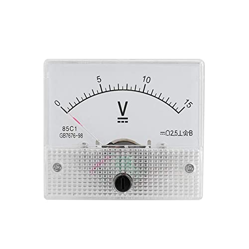 WANGCL Mini voltmètre analogique de courant, ampèremètre professionnel, durable, tension de 2,5 mm, voltmètre CC 85, ampèremètre C1 (DC 0–15 V)
