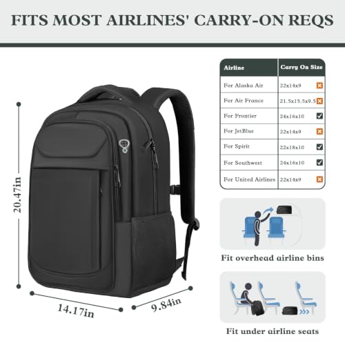 Image of 18.4 inch Large Laptop Backpack, Travel Backpack for Men Women, Black | Airline Approved, 45L Extra-Large Storage, Water-Resistant, Anti-Theft Pocket, Luggage Strap for Travel College Business