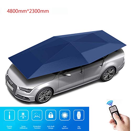 Umbrella Parking Shed Car Insulation Sunscreen Automatic Remote Control Folding Telescopic Mobile Carport Outdoor Car Cover, Easy To Use,4800Mm*2300Mm,Navy