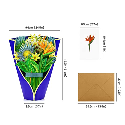 Pop Up Flower Bouquet Card Paper Flowers Bouquet Love Pop Up Cards All Occasion Get Well Soon Gifts 3D Greeting Cards For Mom Grandparents Teacher Birthday Anniversary Tropical Flowers #TOP1