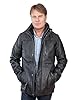 Men's Mid Length Classic Warm Black Leather Biker Jacket 5XL #1