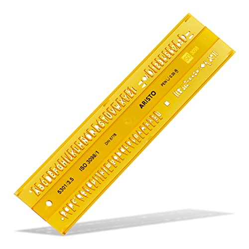 Aristo Isonorm Schriftschablone gerade Mittelschrift (3,5 mm, H-Profil, Typ B, formstabiler PET-Kunststoff) orange-transparent