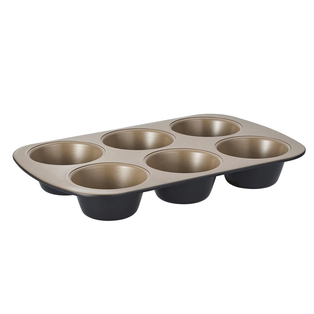 Stanley Rogers Ceramabake 6 Cup Texas Muffin Pan, Healthy Non-Stick Ceramic Bakeware, Bake Without PFAS, PTFE, PFOS, PFOA, Cadmium & Lead. Baking Tin for Cupcakes, Frittatas, and Mini Cakes