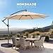 HOMSHADE 10ft Offset Patio Umbrella - w/Base, Cantilever Offset Hanging Patio Outdoor Market Umbrella UPF50+ UV Protection with Easy Tilt and Crank for Pool Deck and Garden (Beige)