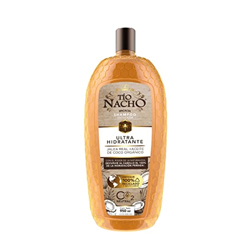 TIO NACHO - Shampoo Ultra Hidratante. Devuelve al cabello el 100% de hidratación, con jalea real y aceite de coco orgánico. Empaque 100% reciclado, botella...