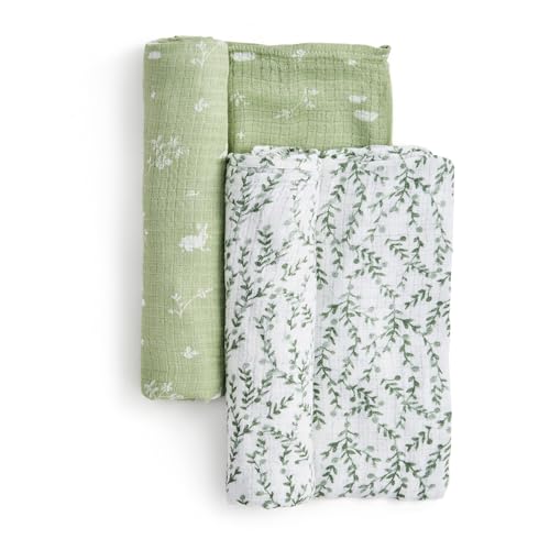 Image of aden + anais Essentials Silky Soft Bamboo Muslin Swaddle, Breathable Baby Blanket, Ideal for Boys, Girls, Newborns, Babies & Infants, Receiving Blanket, Lightweight Wrap, 2 Pack, Nature Friends