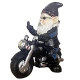 Zhe Jiu Middle Finger Dwarf Riding Motorcycle Funny Outdoor Garden Gnome Decor Indoor Outdoor Lawn Yard Decor, Funny Statue