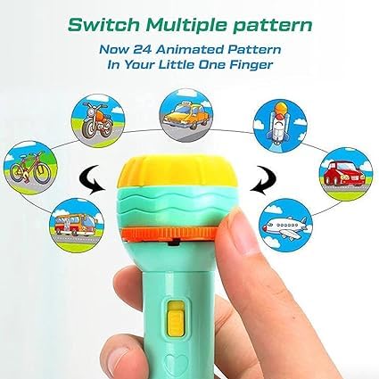 KANAKADHARA Unique Kids Projector Flashlight – 6 Slide Discs with 48 Colorful Images – Educational & Fun Night Light Torch for Boys & Girls – Interactive Storytelling Toy for Learning & Playtime 1