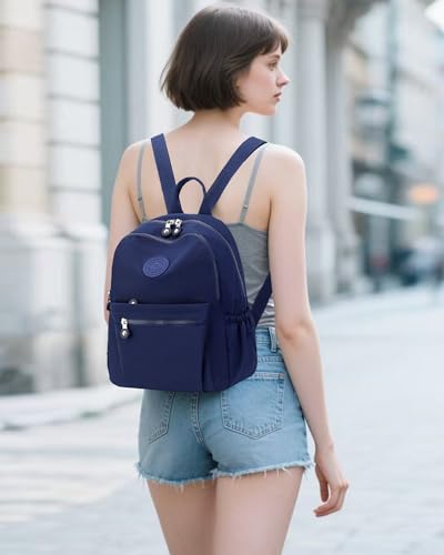 Image of Tanweibago Mini Nylon Women Backpacks,11L Small Ladies backpacks Casual Lightweight Women Shopping Travel Daypack (Dark Blue)