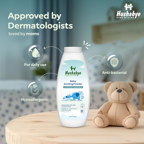 Image of Hushabye Moisturizing Baby Lotion (200ml) & Baby Dusting Powder (100g) with Milk Protein | Paraben & Sulphate Free | pH Balanced for All Skin Types | Newborn Care Gift Set, Combo Pack of 2