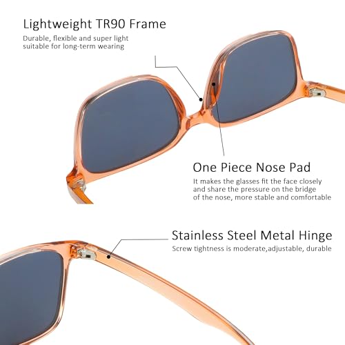 Image of Reading Sunglasses Vintage Square for Men and Women Protection Shades 3 Pack (Black White+Champagne+Slateblue, 1.00 Magnification)