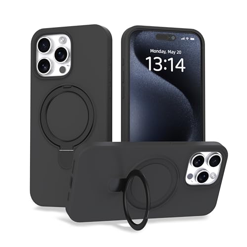 Coque iPhone 16 antichoc silicone gris avec support magnétique 6,1"