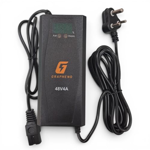 Image of Electric Scooter Charger 48V 4 AMP | GRAPHENO | Lead Acid and Graphene Batteries | 4 Battery Scooter | Longest Wire | Fast Charging | Heavy Duty with Percentage Screen | AUTO Cutoff.