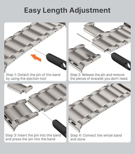 Bracelet en titane anti-rayures VELORE pour Apple Watch, fixation robuste et ajustement précis - 7