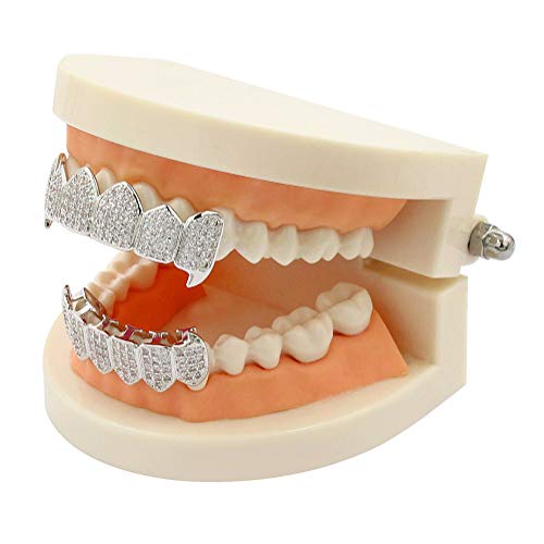 Grillz para dientes chapados en oro 18K estilo hip hop miniatura 4