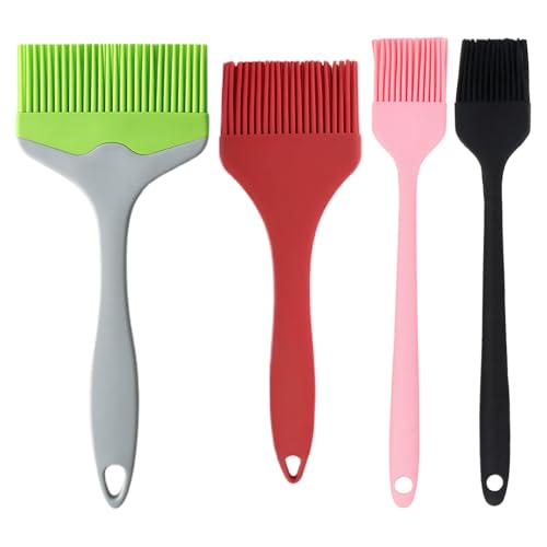 Lot de 4 pinceaux de cuisine en silicone extra large pour barbecue, barbecue, cuisine, pâtisserie, cuisine