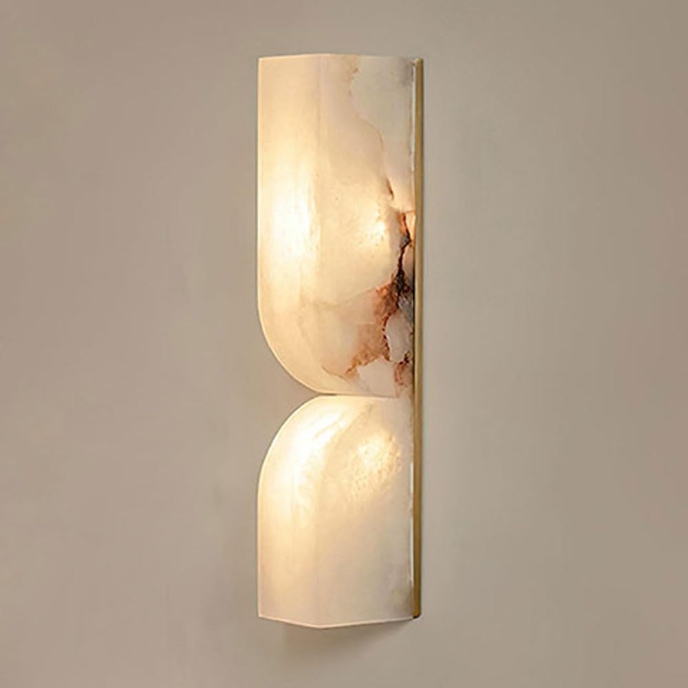SSBHDM LED Light Source Natural Alabaster Wall Light, Nordic Minimalist Style Wall Lamp, Hardwired Indoor Wall Sconce, Bedroom Living Room Balcony Porch Wall Mounted Lighting Fixtures