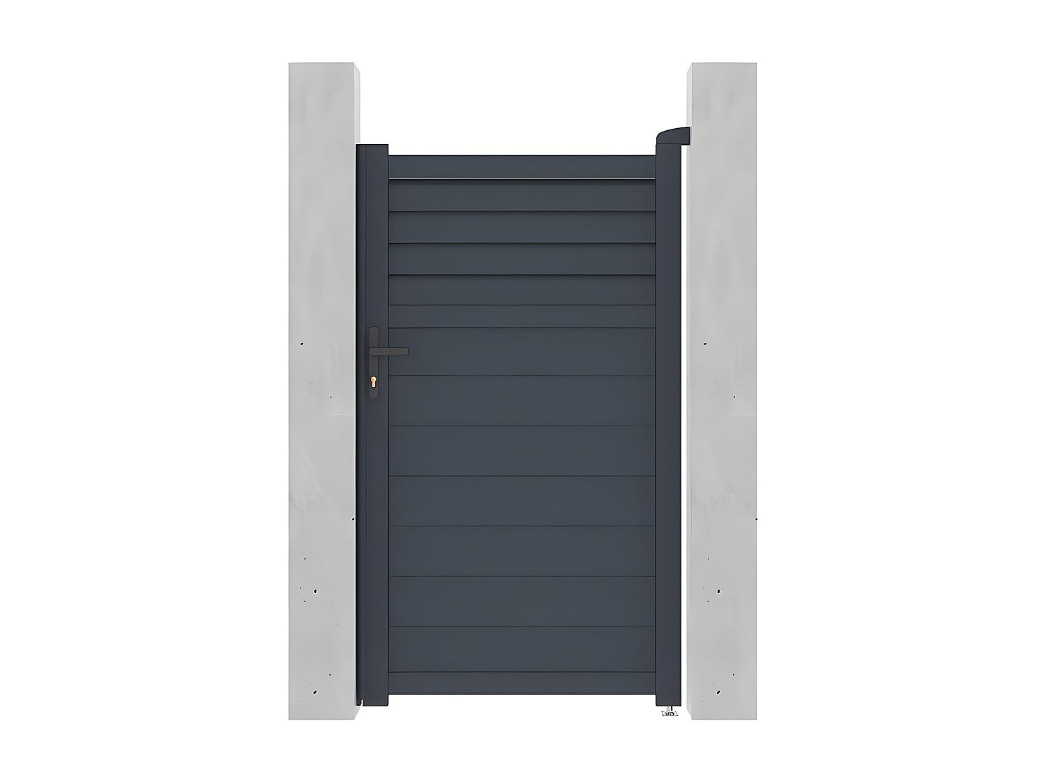 Vente-unique - Portillon battant aluminium persienné L103 x H180 cm anthracite - VIAZO