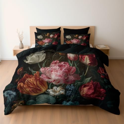Parure de lit noire tulipe chic en microfibre haut de gamme 90x190 - 2