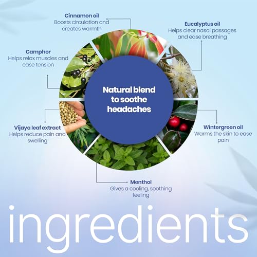 BOHECO Rescue Migraine Pain Balm, Ayurvedic Headache Relief with Vijaya Leaf Extract, Menthol, Eucalyptus and Wintergreen, Eases Chest and Nasal Congestion, Relieves Cluster Headache, Portable, 26g