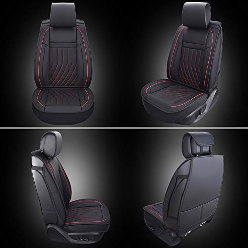 Image of Aierxuan Seat Covers for Toyota Camry, Honda Civic (Black-Red, Front)