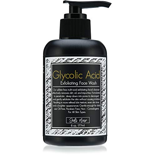 Joli Noir - Glycolic Acid Face Wash - Anti Aging AHA Exfoliating Facial Cleanser With Aloe And Lactic Acid For All Skin Types