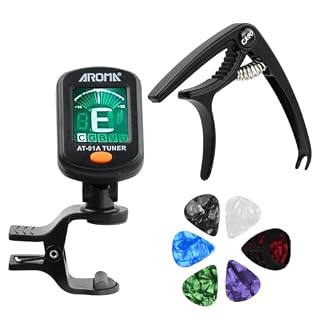Jinlaili Accordeur à Pince Pour Guitare,Kit D’accessoires pour Guitare,Ecran LCD Rotation Accordeur,Comprenant des 6 médiator,un accordeur,un capo,Pour Chromatique,Guitare,Basse,Violon,Ukulélé - Les Beatles, Paul McCartney, John Lennon, RIngo Starr, George Harrison