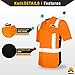 KwikSafety - Charlotte, NC - Estimator Short Sleeve Safety Shirt - Y-Neck Buttonup - Class 2 ANSI OSHA High Visibility Reflective Gear/Orange XL