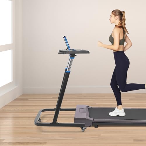 Mesa portátil con ruedas y soporte para bebidas, altura ajustable, escritorio para bicicleta y entrenador de bicicletas, superficie antideslizante