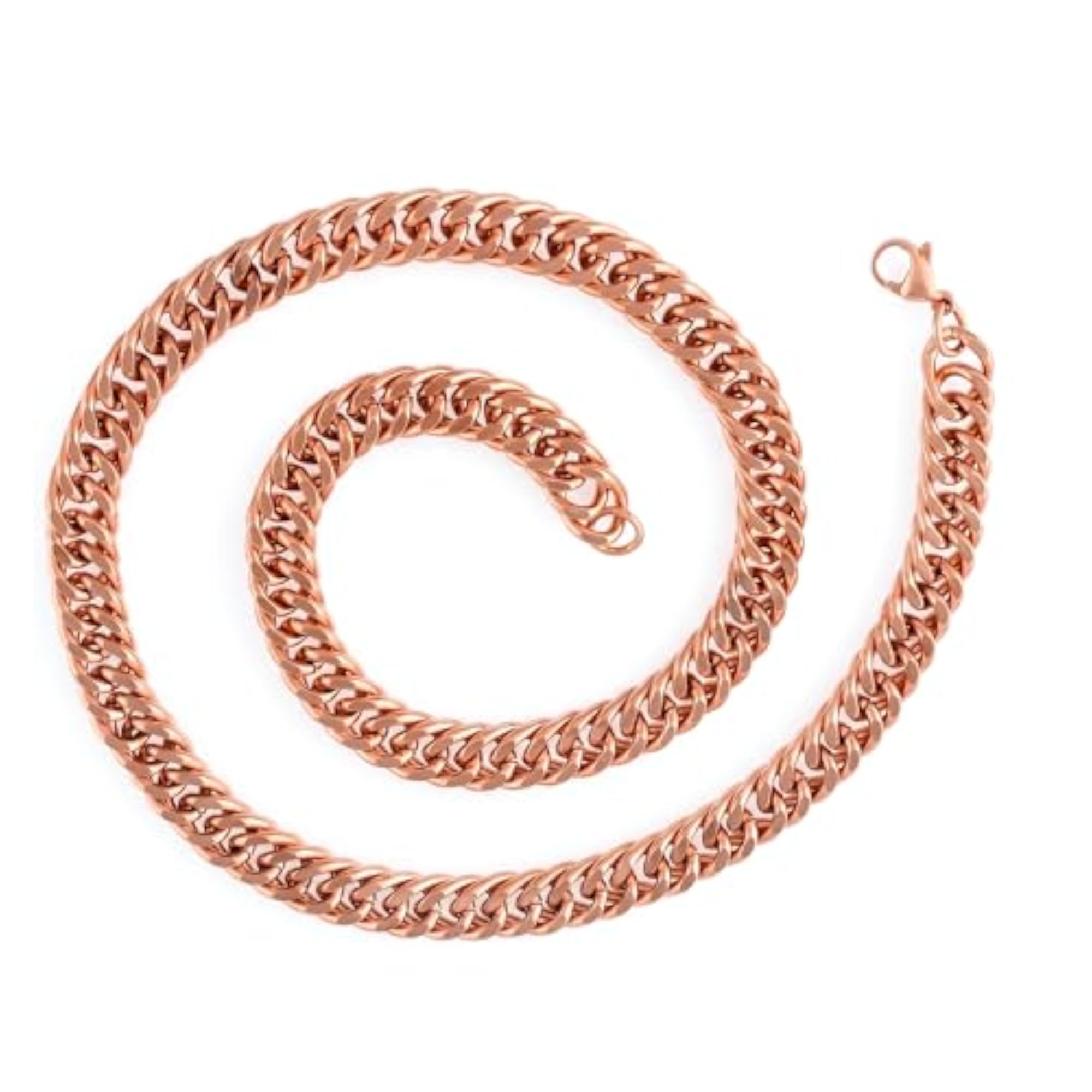 Men's Rose Gold Plated Pure Copper Thick Maco Chain Necklace