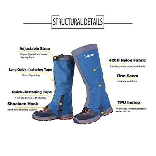 DECDEAL Polainas de perna Polainas de bota de neve ajustáveis à prova d'água anti-rasgo para caminh