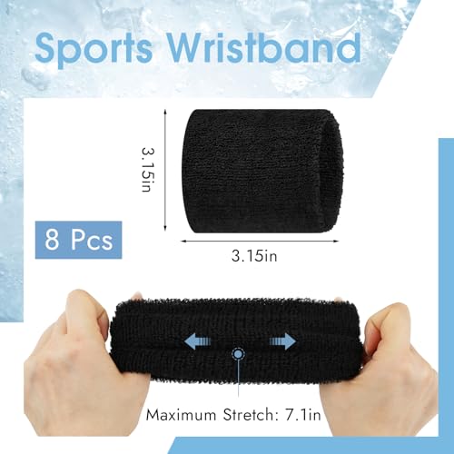 8 pcs sports wrist sweat bands for men amp women absorbent wrist sweatbands tennis wristbands elastic wrist bands for sweat for basketball tennis football gym running working out